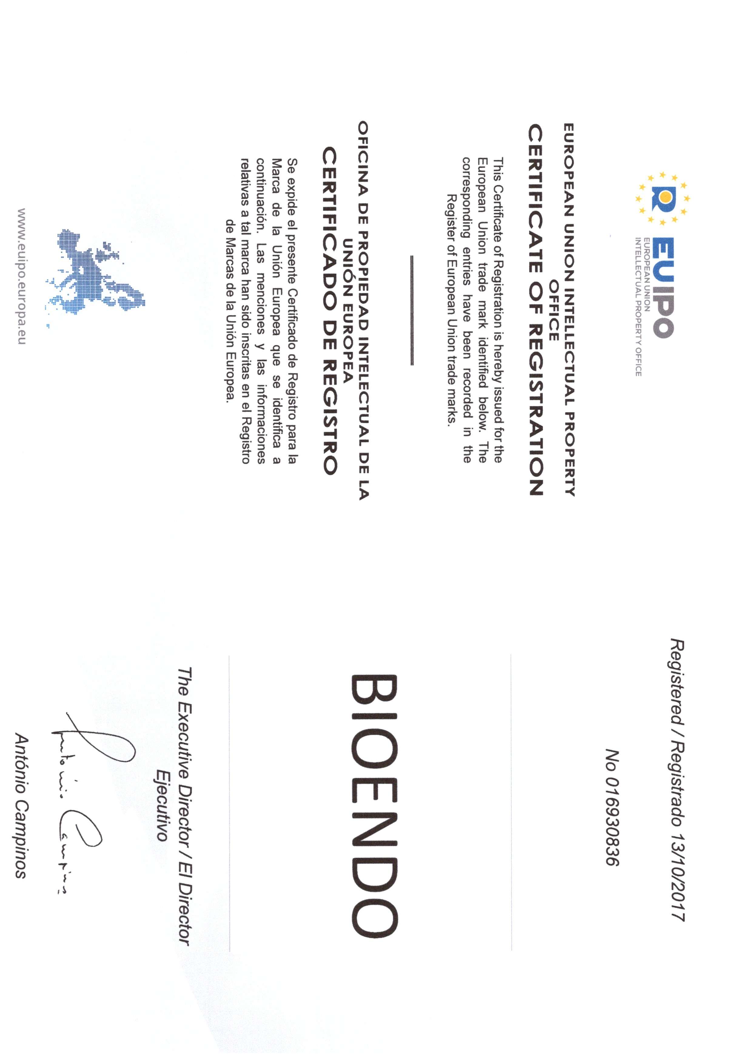 Bioendo品牌商标注册证